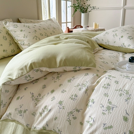 91家纺网 家纺一手货源 找家纺 （总）安哆啦 2024新款A类提花有氧泡泡棉泡芙棉四件套