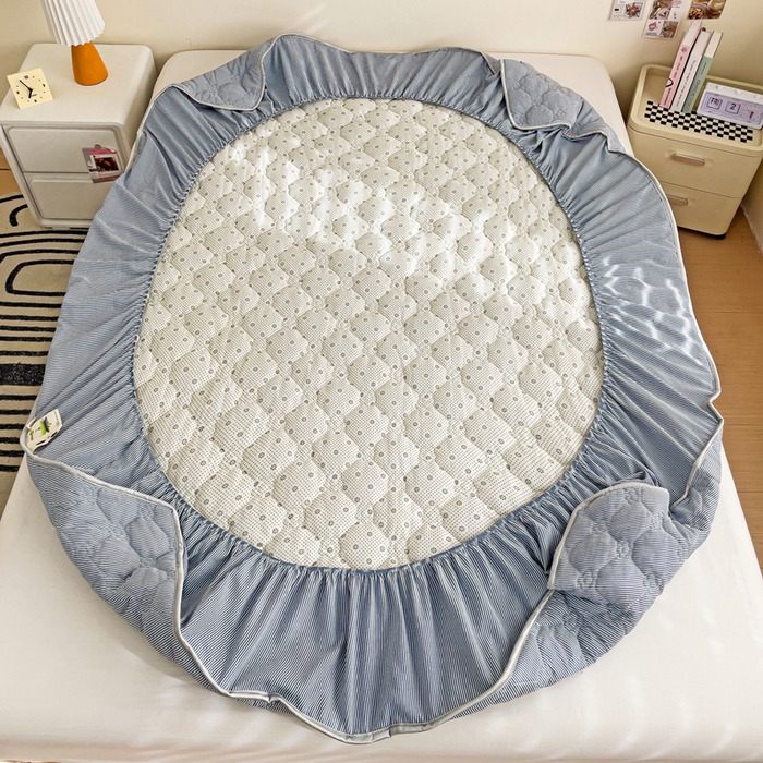 91家纺网 家纺一手货源 找家纺 纽缦家纺 2024云朵棉亲肤加厚加棉床笠 小蓝条