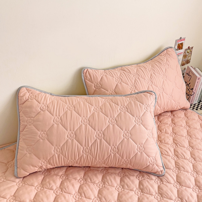 91家纺网 家纺一手货源 找家纺 纽缦家纺 2024云朵棉亲肤加厚加棉床笠 纯色粉玉