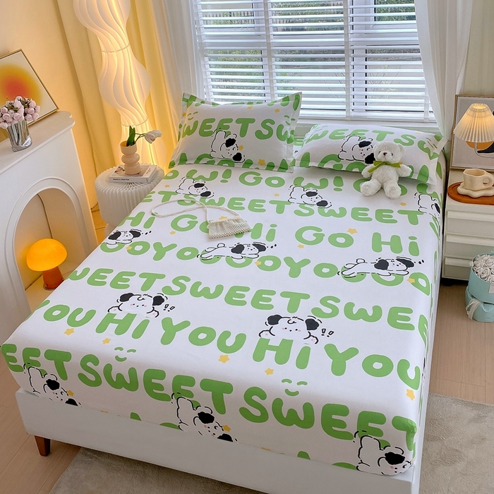 91家纺网 家纺一手货源 找家纺 金丝兔 2025新款植物羊绒磨毛单床笠 幸运狗