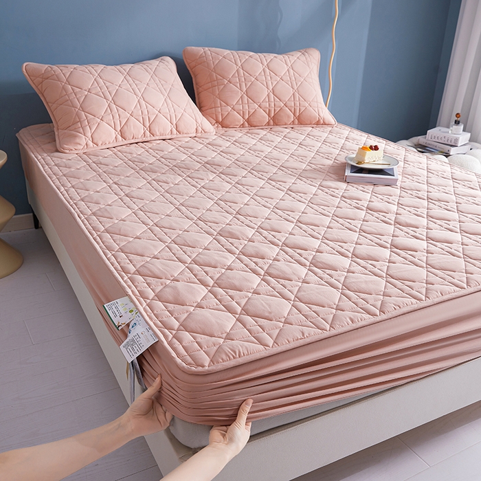 91家纺网 家纺一手货源 找家纺 3C 2024新款全棉水洗棉棉花床笠 柔蜜粉