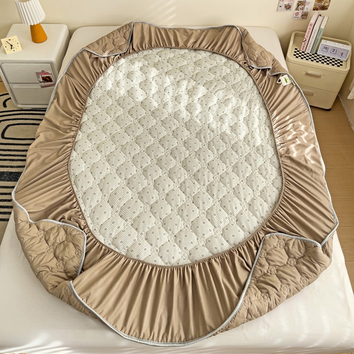 91家纺网 家纺一手货源 找家纺 纽缦家纺 2024云朵棉亲肤加厚加棉床笠 纯色卡其