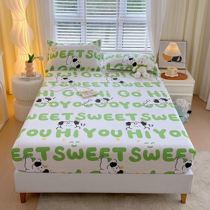 91家纺网 家纺一手货源 找家纺 金丝兔 2025新款植物羊绒磨毛单床笠 幸运狗