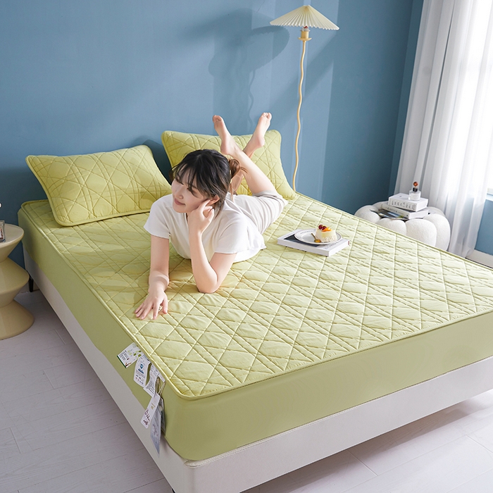 91家纺网 家纺一手货源 找家纺 3C 2024新款全棉水洗棉棉花床笠 橄榄绿