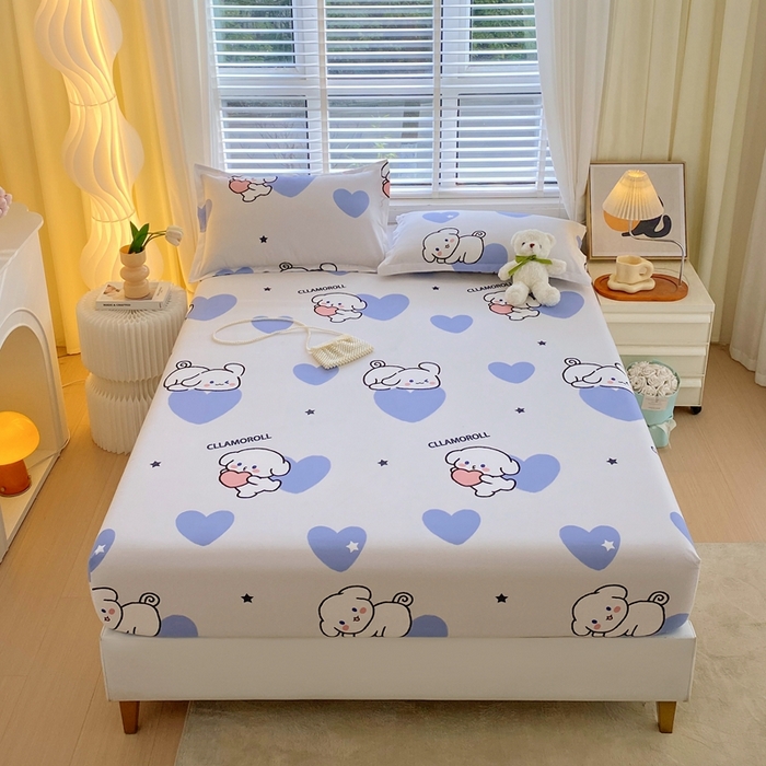 91家纺网 家纺一手货源 找家纺 金丝兔 2025新款植物羊绒磨毛单床笠 呆萌狗