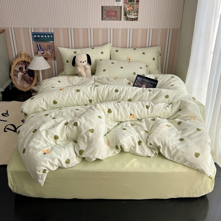 91家纺网 家纺一手货源 找家纺 （总）卧趣2024新款A类全棉有氧双层纱四件套