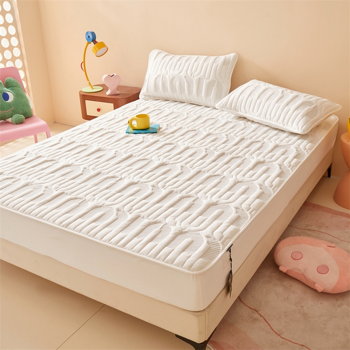 91家纺网 家纺一手货源 找家纺 3C 2024新款miumiu全棉水洗棉床笠 云朵白