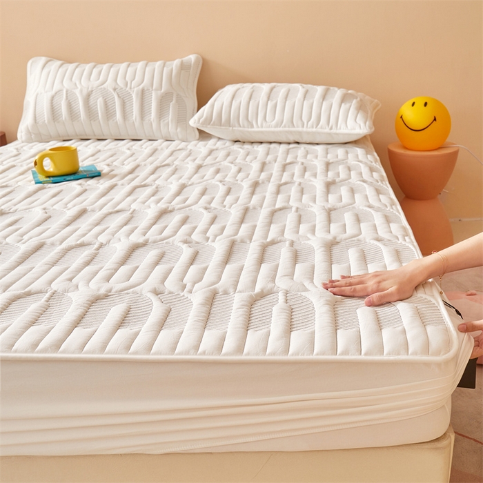 91家纺网 家纺一手货源 找家纺 3C 2024新款miumiu全棉水洗棉床笠 云朵白