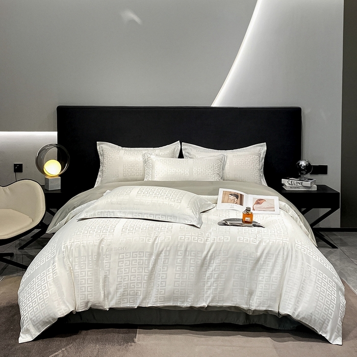 91家纺网 家纺一手货源 找家纺 梵克保罗 2024新款水洗真丝冰丝提花四件套 简爱-白