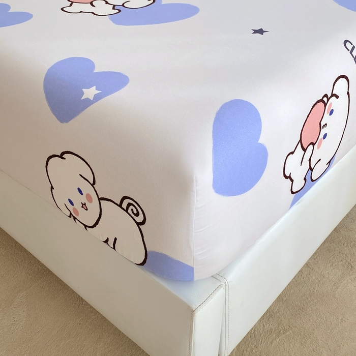 91家纺网 家纺一手货源 找家纺 金丝兔 2025新款植物羊绒磨毛单床笠 呆萌狗