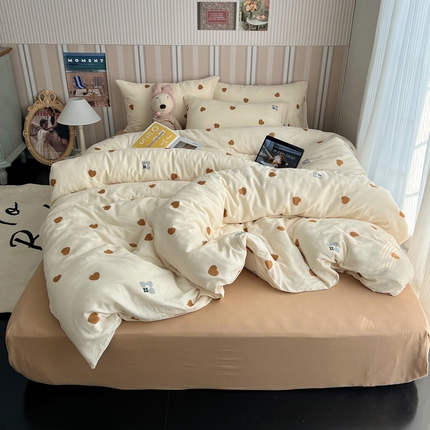 91家纺网 家纺一手货源 找家纺 （总）卧趣2024新款A类全棉有氧双层纱四件套