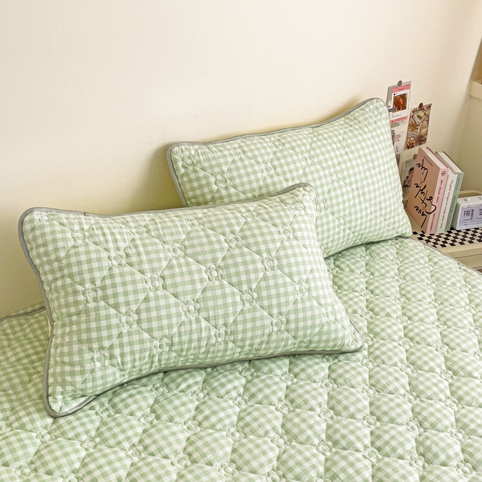 91家纺网 家纺一手货源 找家纺 纽缦家纺 2024云朵棉亲肤加厚加棉床笠 小绿格