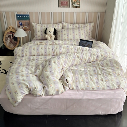 91家纺网 家纺一手货源 找家纺 （总）卧趣2024新款A类全棉有氧双层纱四件套