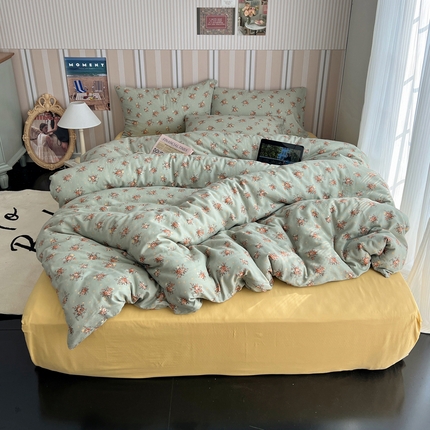 91家纺网 家纺一手货源 找家纺 （总）卧趣2024新款A类全棉有氧双层纱四件套