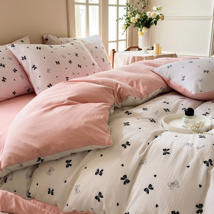 91家纺网 家纺一手货源 找家纺 （总）安哆啦 2024新款A类提花有氧泡泡棉泡芙棉四件套