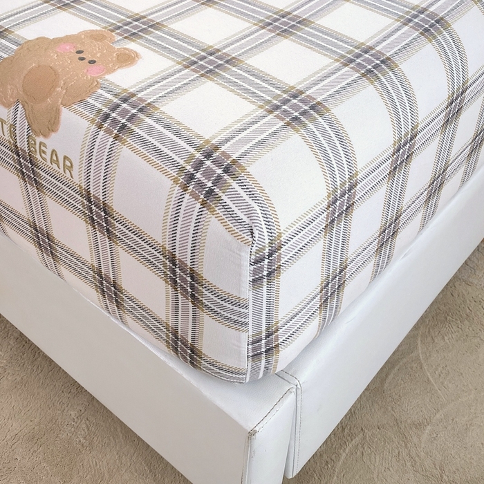 91家纺网 家纺一手货源 找家纺 金丝兔 2025新款植物羊绒磨毛单床笠 格子熊