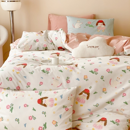 91家纺网 家纺一手货源 找家纺 佰亿莱 2024新款13372全棉四件套 糖醋味的小灰灰