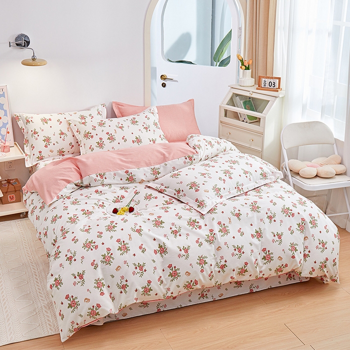 91家纺网 家纺一手货源 找家纺 元元 2024新款小清新全棉四件套系列 -被套夹棉四件套 古茗