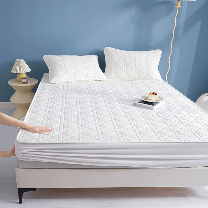 91家纺网 家纺一手货源 找家纺 3C 2024新款全棉水洗棉棉花床笠 素雅白