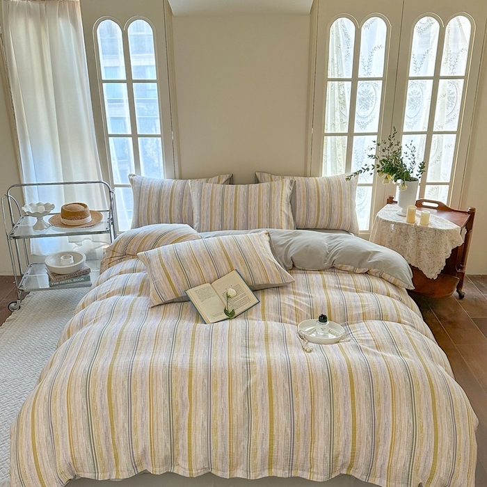 91家纺网 家纺一手货源 找家纺 （总）安哆啦 2024新款A类提花有氧泡泡棉泡芙棉四件套