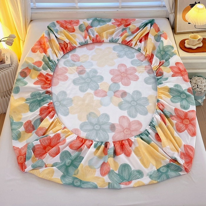 91家纺网 家纺一手货源 找家纺 金丝兔 2025新款植物羊绒磨毛单床笠 七色花