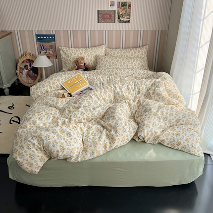 91家纺网 家纺一手货源 找家纺 （总）卧趣2024新款A类全棉有氧双层纱四件套