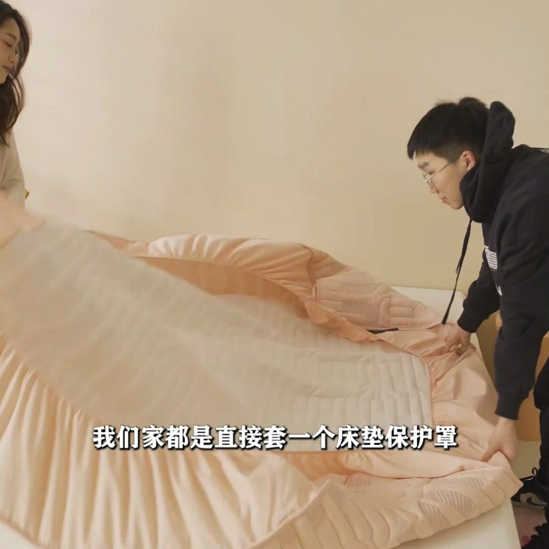 91家纺网 家纺一手货源 找家纺 3C 2024新款miumiu全棉水洗棉床笠 浅蓝色