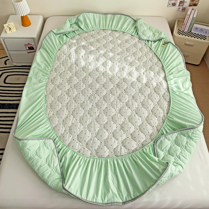 91家纺网 家纺一手货源 找家纺 纽缦家纺 2024云朵棉亲肤加厚加棉床笠 小绿条