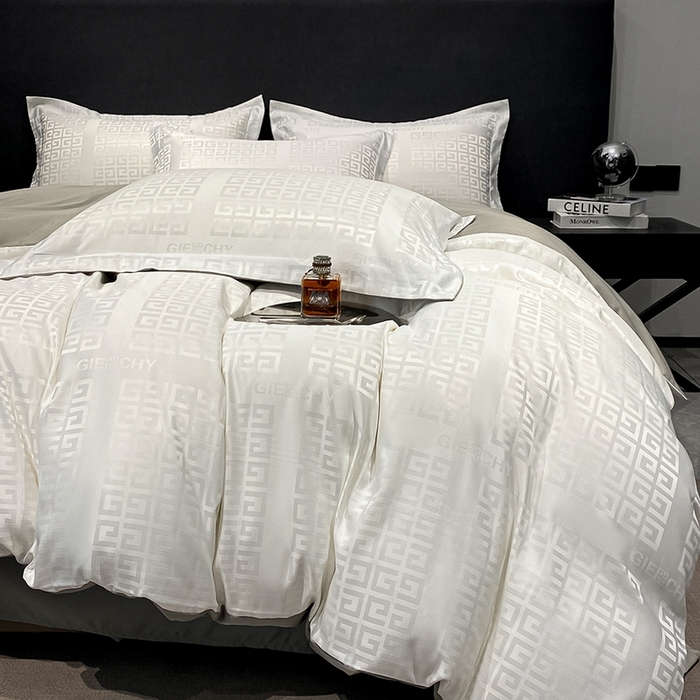 91家纺网 家纺一手货源 找家纺 梵克保罗 2024新款水洗真丝冰丝提花四件套 简爱-白