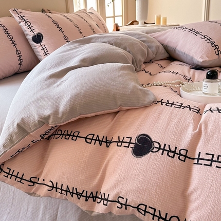 91家纺网 家纺一手货源 找家纺 （总）安哆啦 2024新款A类提花有氧泡泡棉泡芙棉四件套