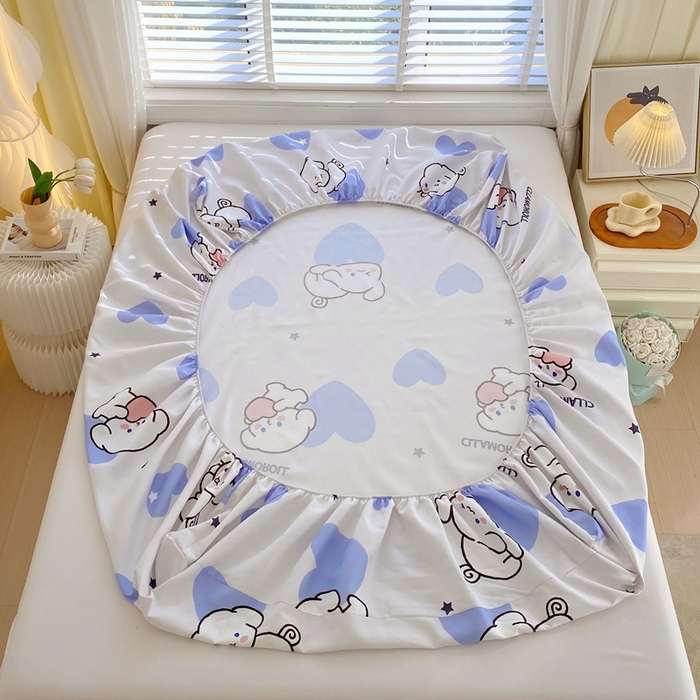 91家纺网 家纺一手货源 找家纺 金丝兔 2025新款植物羊绒磨毛单床笠 呆萌狗