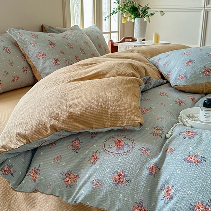 91家纺网 家纺一手货源 找家纺 （总）安哆啦 2024新款A类提花有氧泡泡棉泡芙棉四件套