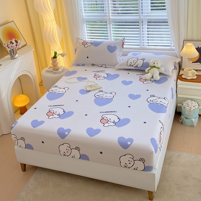 91家纺网 家纺一手货源 找家纺 金丝兔 2025新款植物羊绒磨毛单床笠 呆萌狗