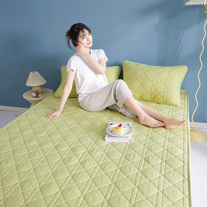 91家纺网 家纺一手货源 找家纺 3C 2024新款全棉水洗棉棉花床笠 橄榄绿