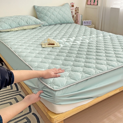 纽缦家纺 2024云朵棉亲肤加厚加棉床笠 纯色天蓝