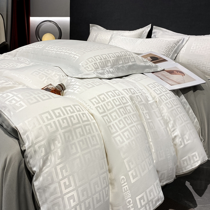 91家纺网 家纺一手货源 找家纺 梵克保罗 2024新款水洗真丝冰丝提花四件套 简爱-白