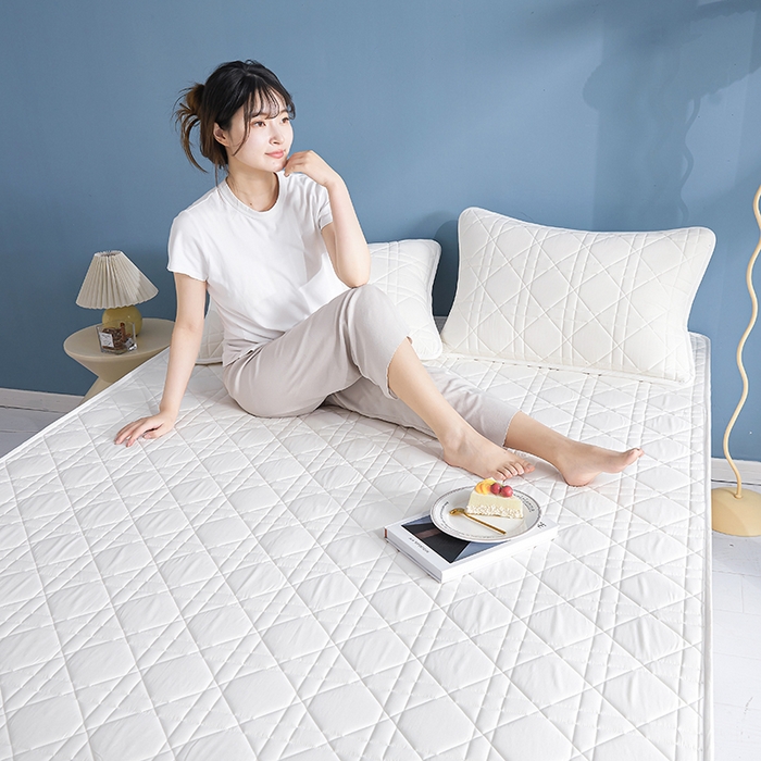 91家纺网 家纺一手货源 找家纺 3C 2024新款全棉水洗棉棉花床笠 素雅白