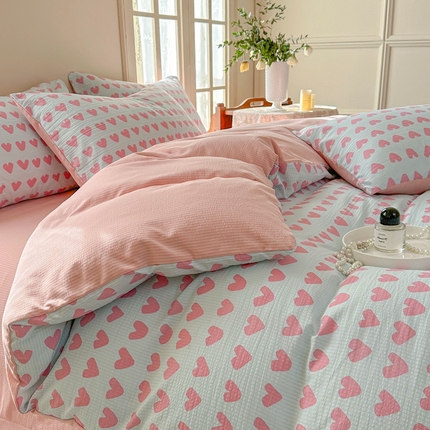 91家纺网 家纺一手货源 找家纺 （总）安哆啦 2024新款A类提花有氧泡泡棉泡芙棉四件套