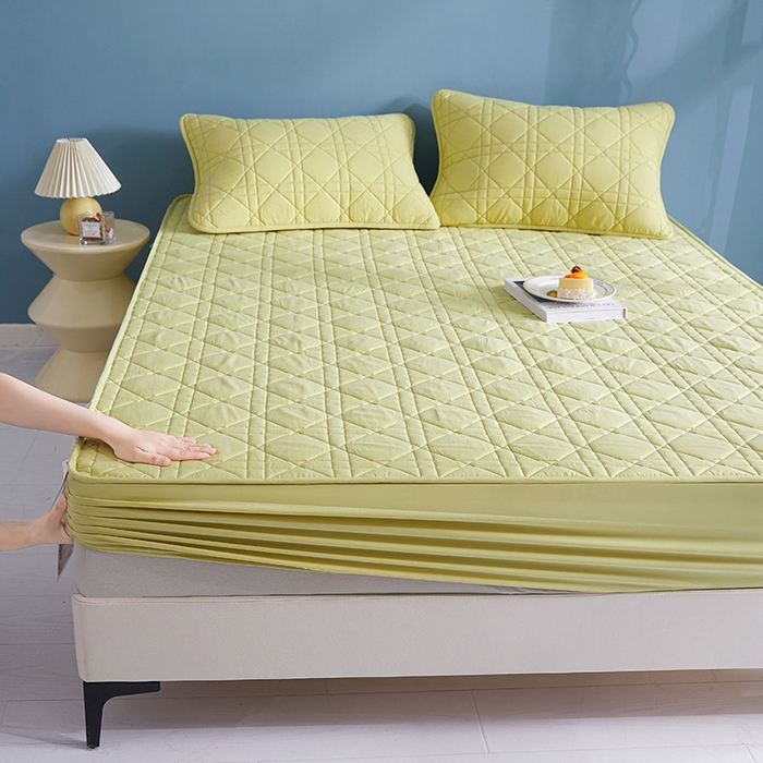 91家纺网 家纺一手货源 找家纺 3C 2024新款全棉水洗棉棉花床笠 橄榄绿