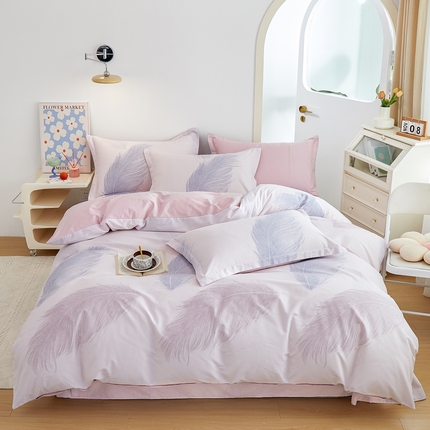 91家纺网 家纺一手货源 找家纺 元元 2024新款小清新全棉四件套系列 且听风吟-粉