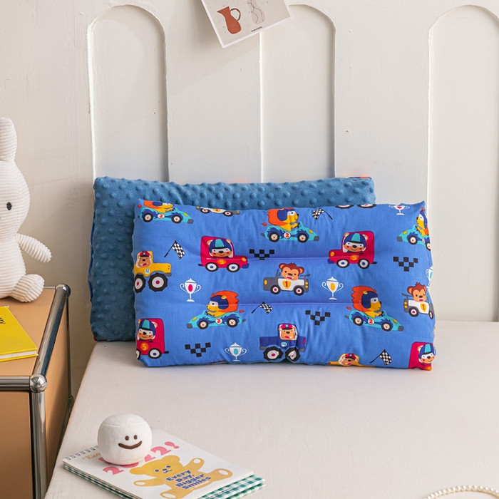 91家纺网 家纺一手货源 找家纺 可思家纺 2024新款儿童全棉豆豆枕枕头枕芯 竞技小车30*50cm一只