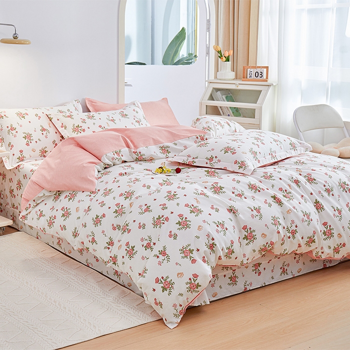 91家纺网 家纺一手货源 找家纺 元元 2024新款小清新全棉四件套系列 -被套夹棉四件套 古茗