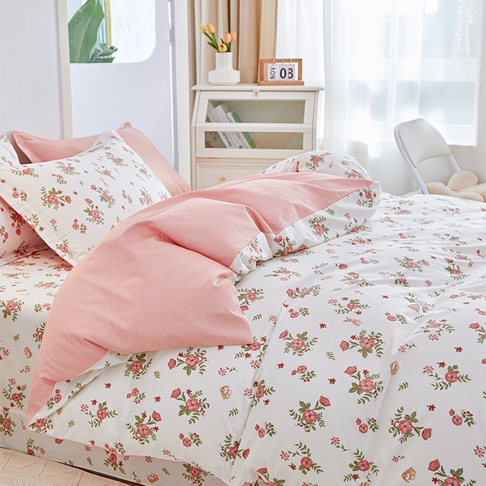 91家纺网 家纺一手货源 找家纺 元元 2024新款小清新全棉四件套系列 古茗