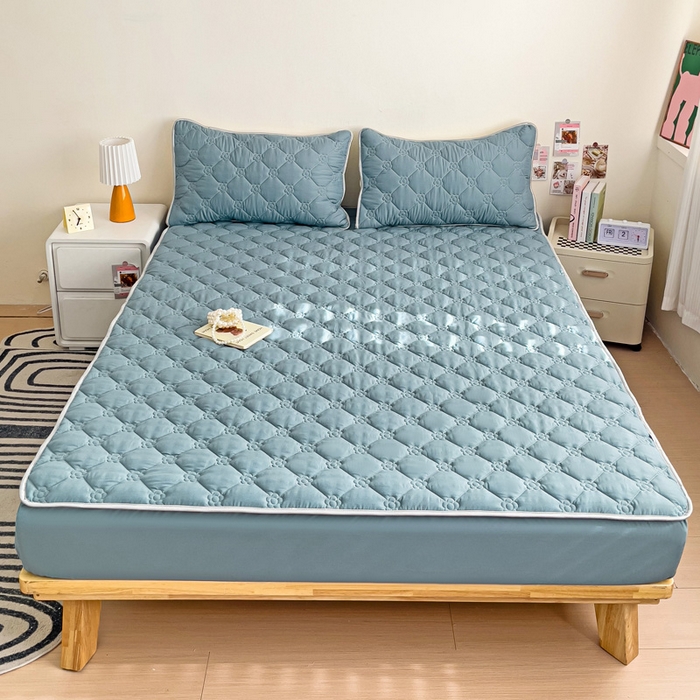 91家纺网 家纺一手货源 找家纺 纽缦家纺 2024云朵棉亲肤加厚加棉床笠 纯色藏青