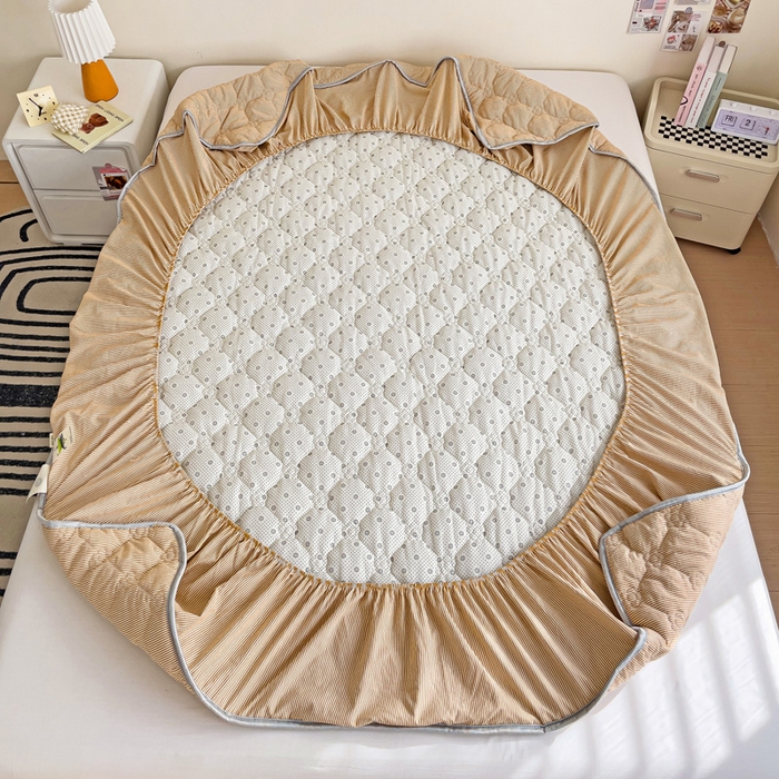 91家纺网 家纺一手货源 找家纺 纽缦家纺 2024云朵棉亲肤加厚加棉床笠 小黄条