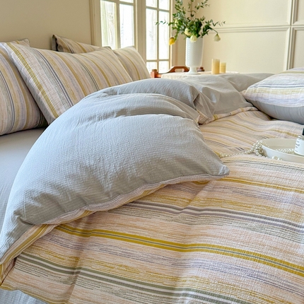 91家纺网 家纺一手货源 找家纺 （总）安哆啦 2024新款A类提花有氧泡泡棉泡芙棉四件套