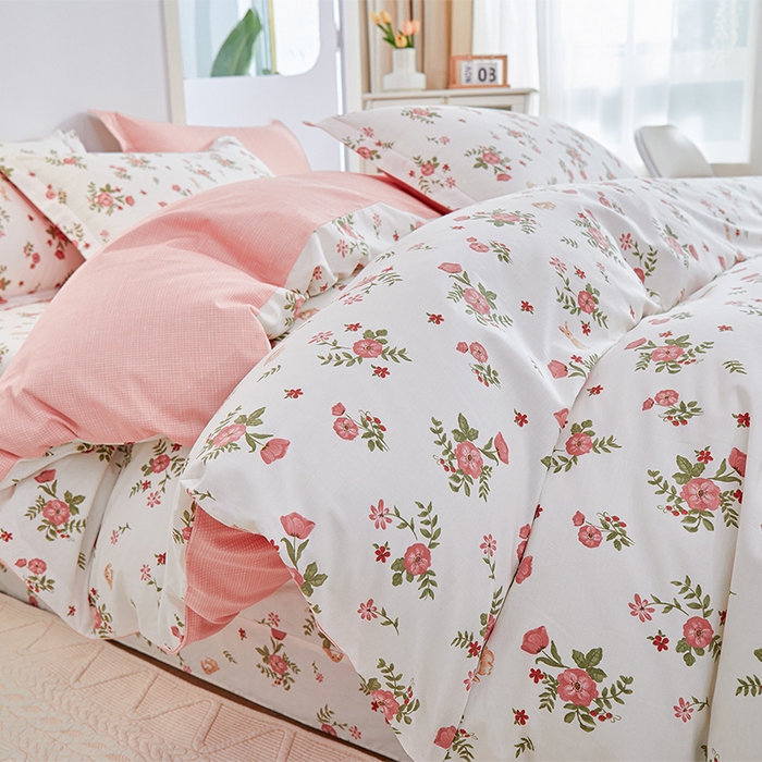 91家纺网 家纺一手货源 找家纺 元元 2024新款小清新全棉四件套系列 -被套夹棉四件套 古茗