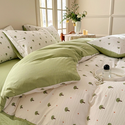 91家纺网 家纺一手货源 找家纺 （总）安哆啦 2024新款A类提花有氧泡泡棉泡芙棉四件套