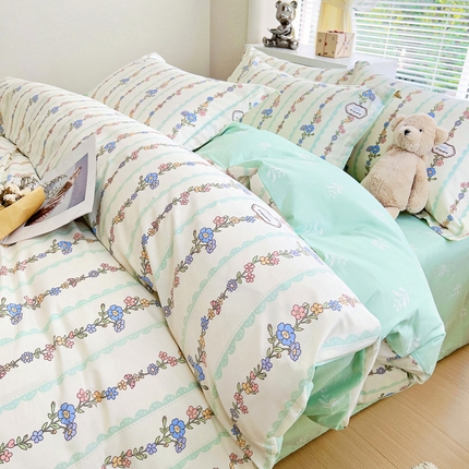 91家纺网 家纺一手货源 找家纺 锦罗绣 2024新款13372印花全棉四件套 繁花