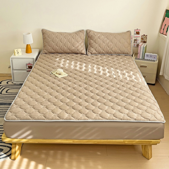 91家纺网 家纺一手货源 找家纺 纽缦家纺 2024云朵棉亲肤加厚加棉床笠 纯色卡其